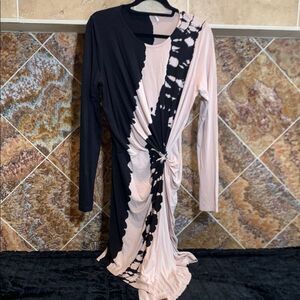 Young Fabulous & Broke Elegant Blue / Black and Pink Tie-Dye Dress Size Large